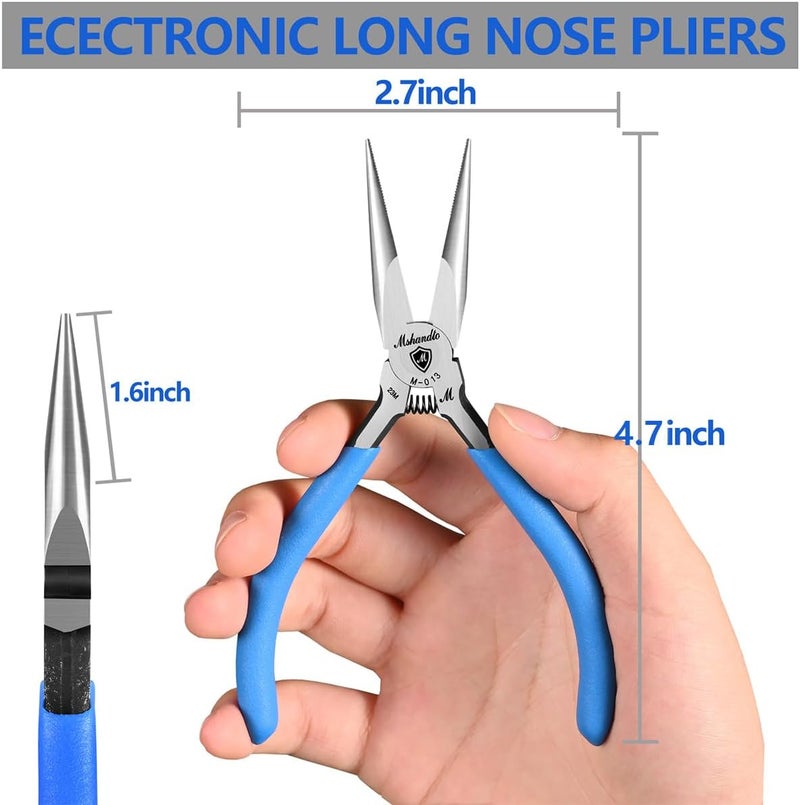 mshandto Smooth Jaw Needle Nose Pliers, 4.8" Non-Serrated High Carbon Steel Long Nose Pliers for Jewelry Making, Wire Bending & Craft DIY, Electronics Repair, Object Grasping Precision Pliers - Image 4